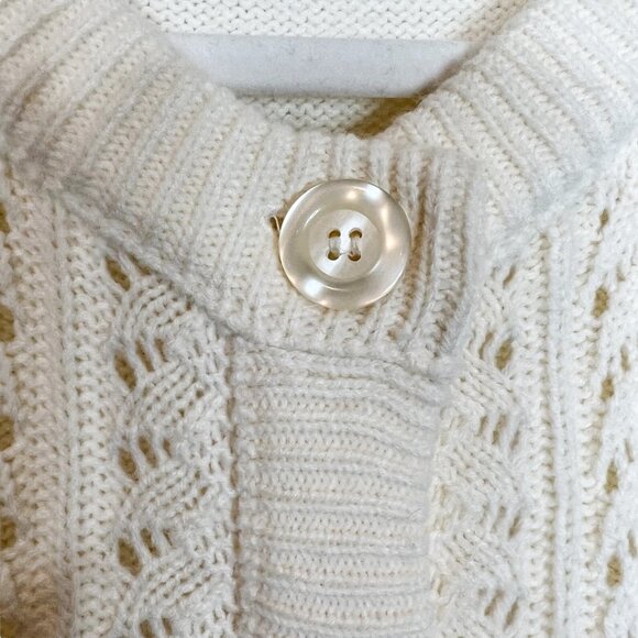 Jenny Cardigan Sweater Cable Knit Pointelle Button Front Cottagecore Cream 1X - Picture 6 of 11